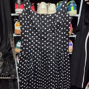 Chaps Black and White Polka Dot Dress